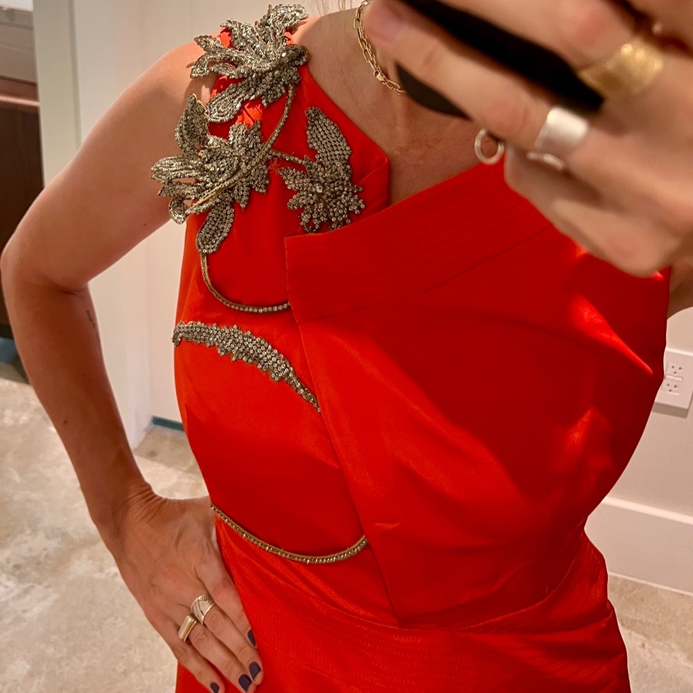 Carolina Herrera Red Embellished formal Gown